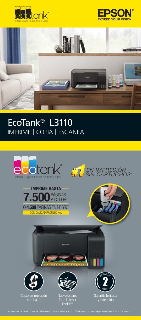 Impresora Multifuncional Ecotank L3110 Alámbrica Imprime Copia Escanea Tecnología De 9691