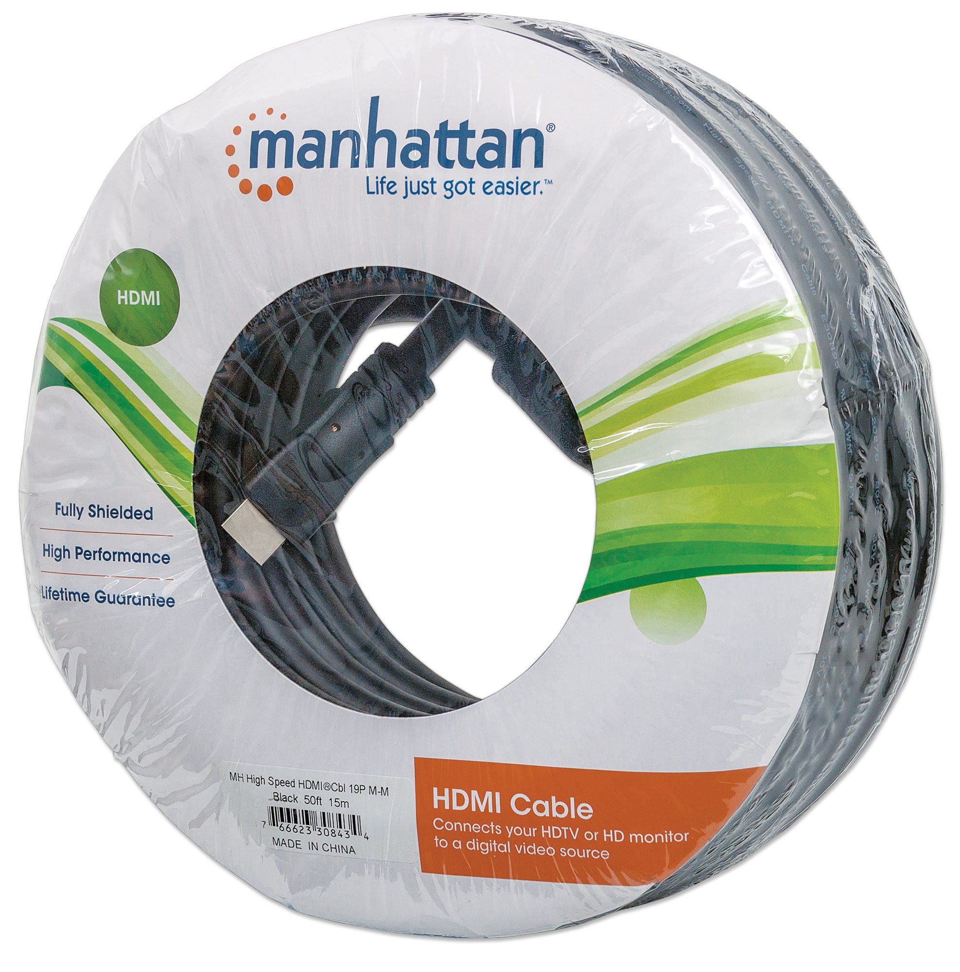 Cable de Video HDMI - HDMI (M-M), Soporta  4K, 3D, 15 Metros, MANHATTAN 308434