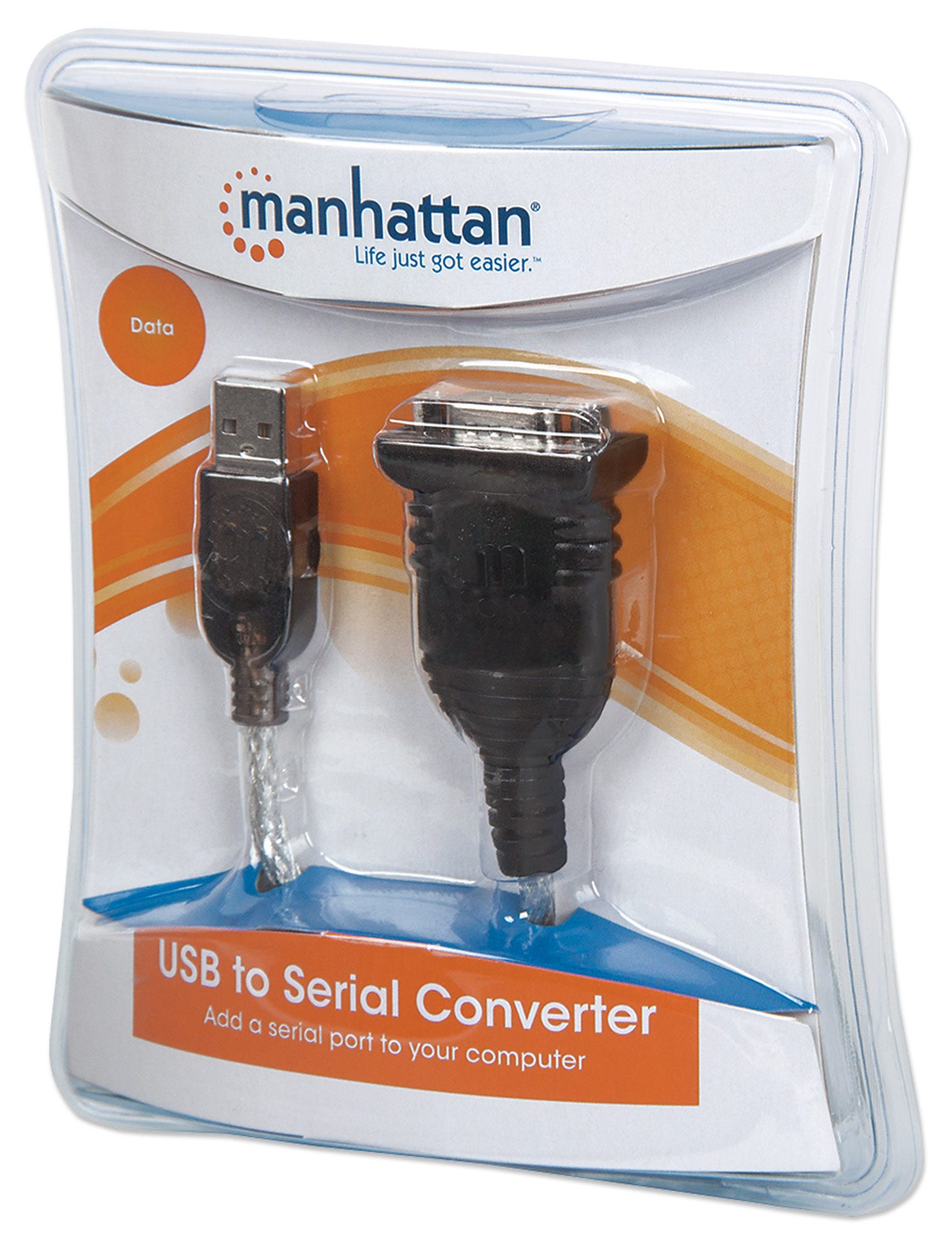 Adaptador USB - DB9 (M-M), Longitud 0.45 Metros, MANHATTAN 205146