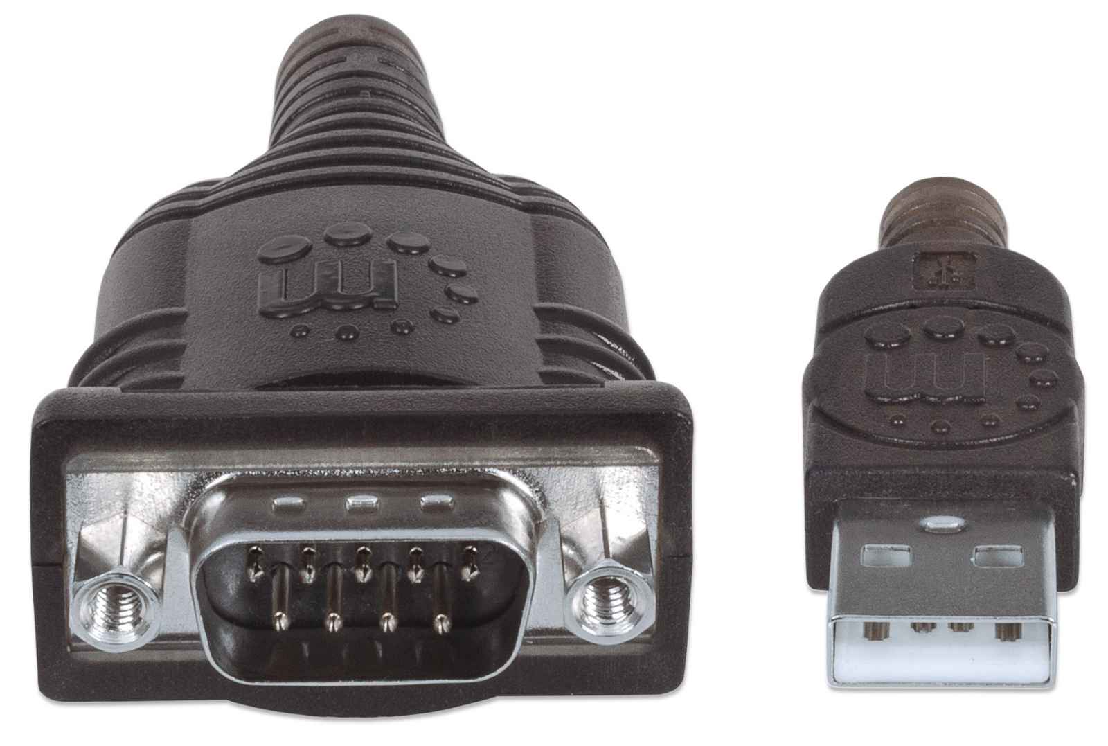 Adaptador USB - DB9 (M-M), Longitud 0.45 Metros, MANHATTAN 205153