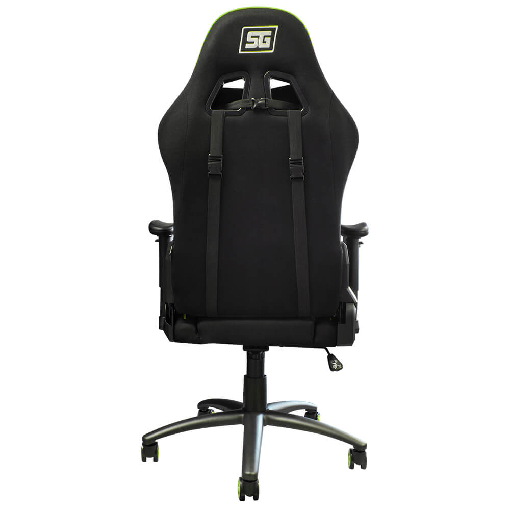 Silla Gamer Start The Gamer (SG) Modelo Chair 500, Reclinable, C/ Soporte Cervical y Lumbar, Color Negro / Verde, Max. 120 Kg, VORAGO CGC500-GR