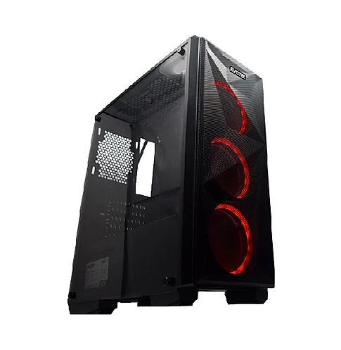 Gabinete Gamer Modelo Keops, ATX, Ventana Lateral de Cristal Templado, Línea Frontal de Iluminación, No Incluye Fuente de Poder, NACEB EV-1013R