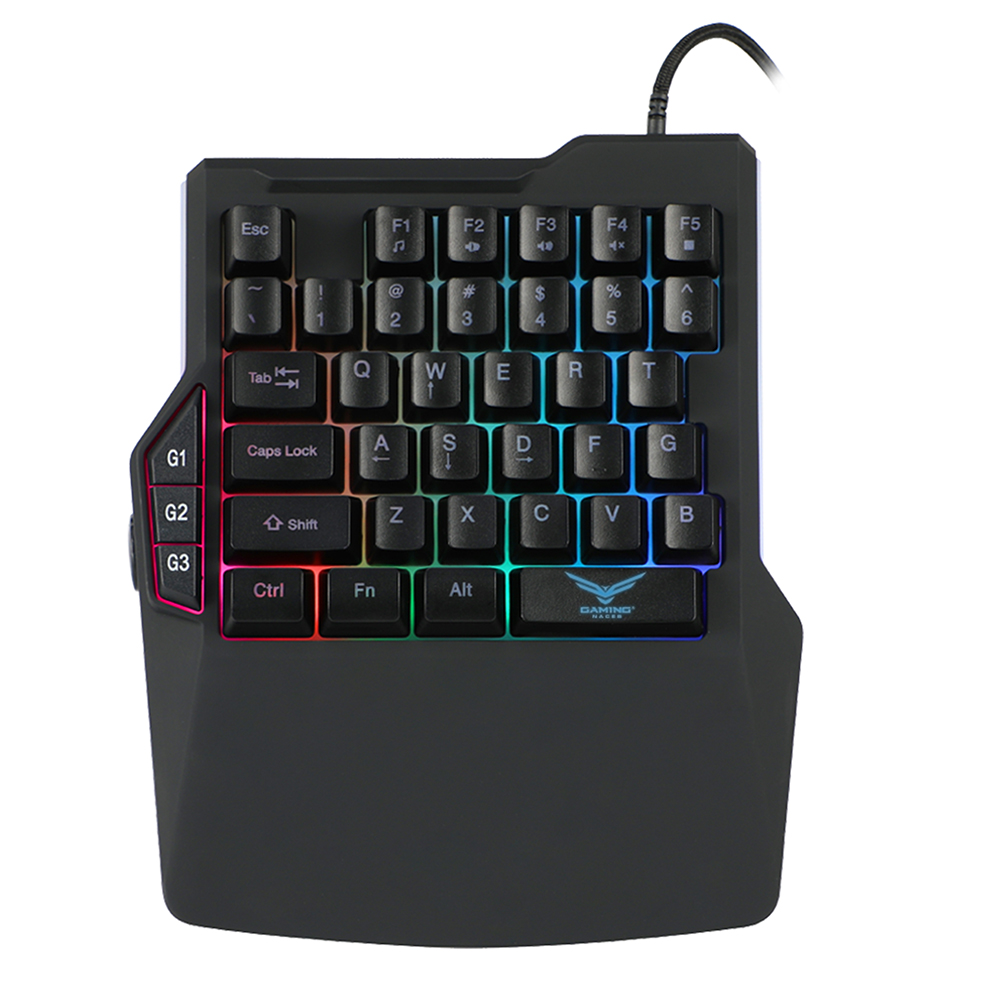 Teclado Gamer, One Hand, RGB, Alámbrico (USB), Antighost, Longitud del Cable 1.8 Metros, NACEB NA-0938