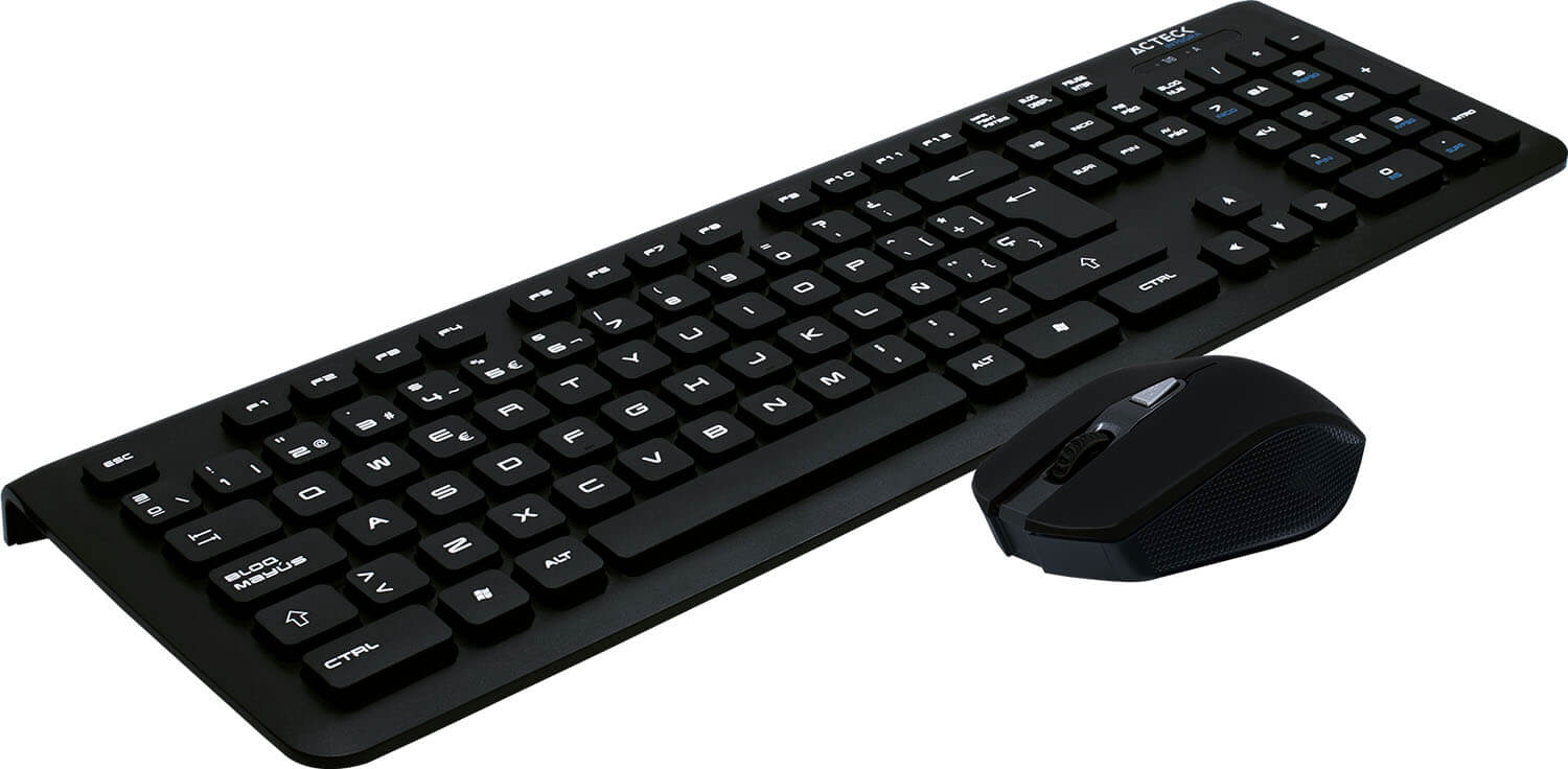 Teclado y Ratón (Mouse) Modelo KT500, Español, Inalámbricos (USB), Slim, ACTECK AC-922845