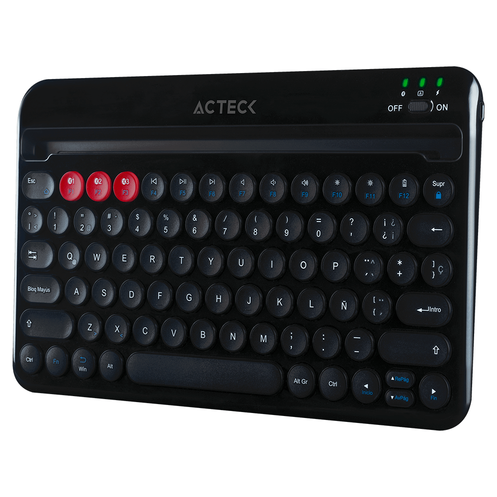Teclado Inalámbrico (Bluetooth) Modelo TX30, Español, Color Negro, Multi-Dispositivos, ACTECK AC-926638