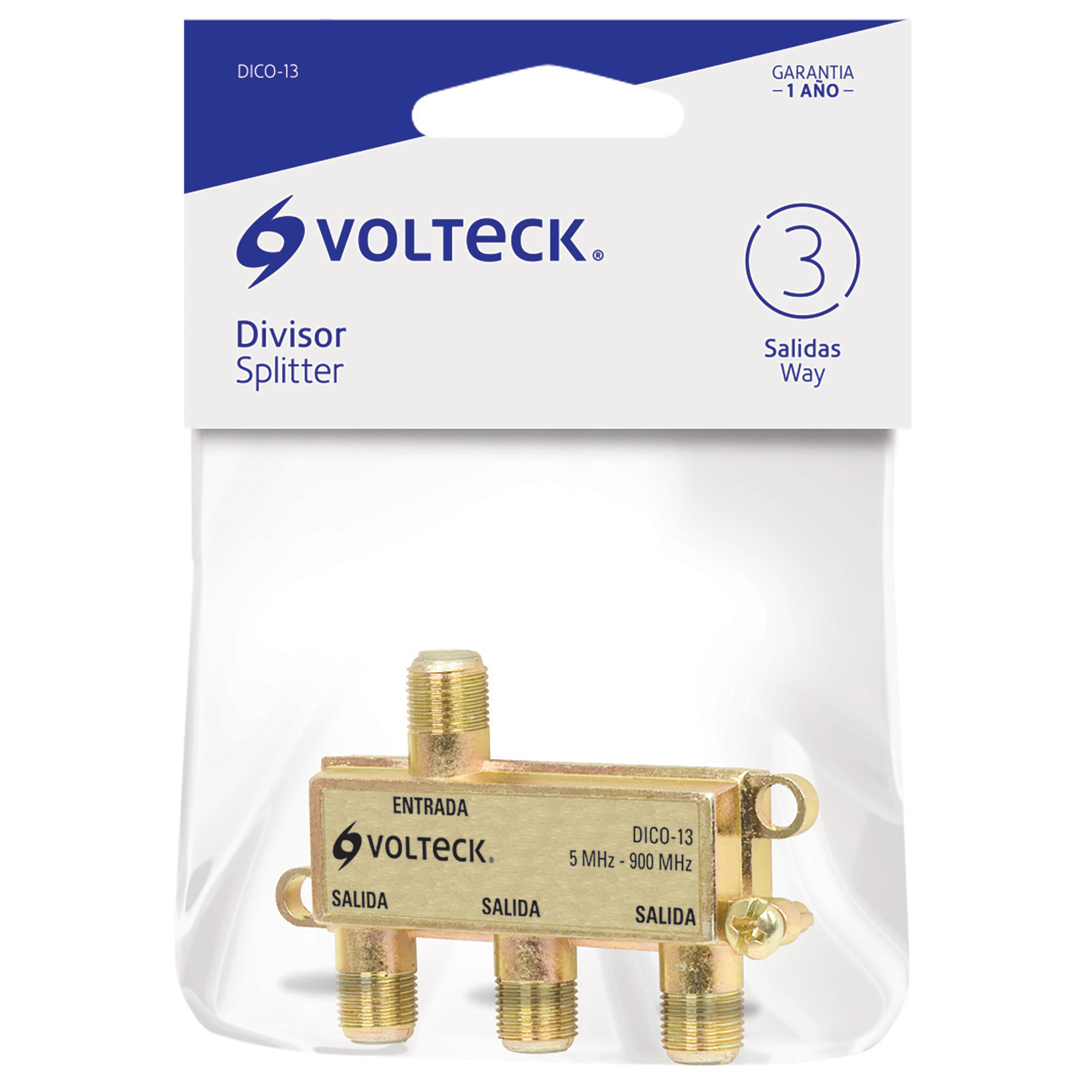 Divisor Coaxial VOLTECK, 1 Entrada / 3 Salidas, TRUPER DICO-13