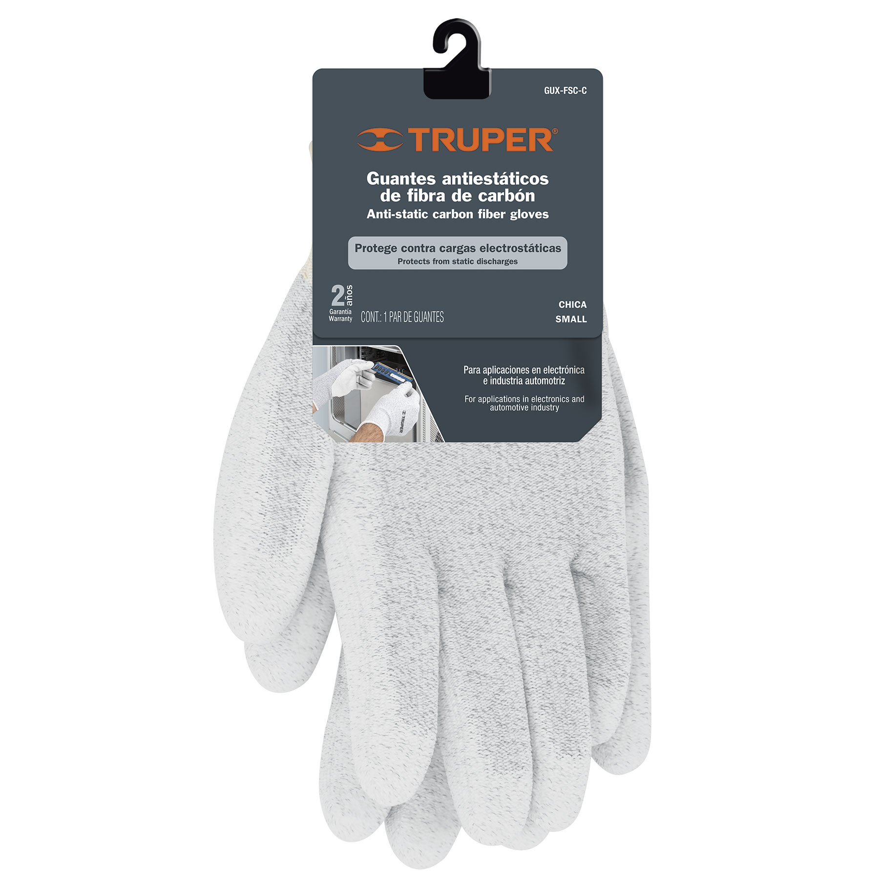 Guantes de Fibra de Carbono, Talla Grande, Antiestáticos, TRUPER GUX-FSC-G
