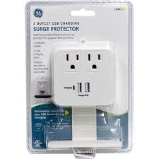 Supresor de Picos GE Blanco con 2 Contactos / 2 USB y Portaobjetos