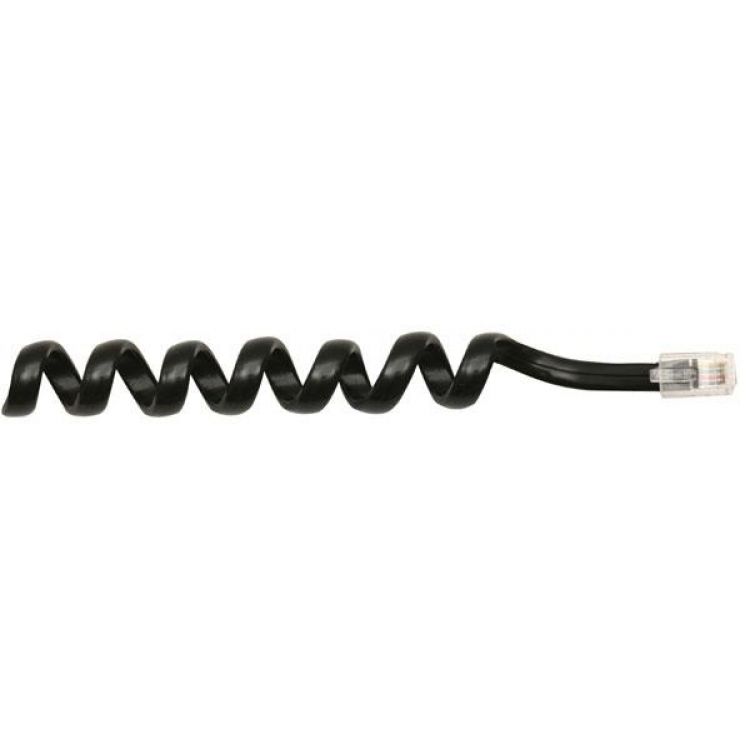 Cable Plug a Plug RJ9, 2.1 Metros, P/ Auricular Telefónico, Forma Espiral, Color Negro, 302-007N