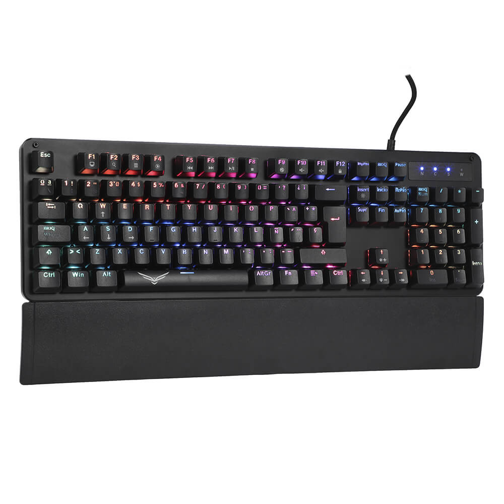 Teclado Gamer Modelo Cobra, Mecánico, RGB, Alámbrico (USB), Switch Rojo, Longitud del Cable 1.8 Metros, NACEB NA-0944