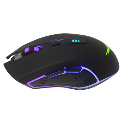 Ratón (Mouse) Gamer, Modelo Hourus, Alámbirco (USB), Hasta 3200 DPI, 4 Botones, Iluminación Rainbow, Color Negro, NACEB NA-0937