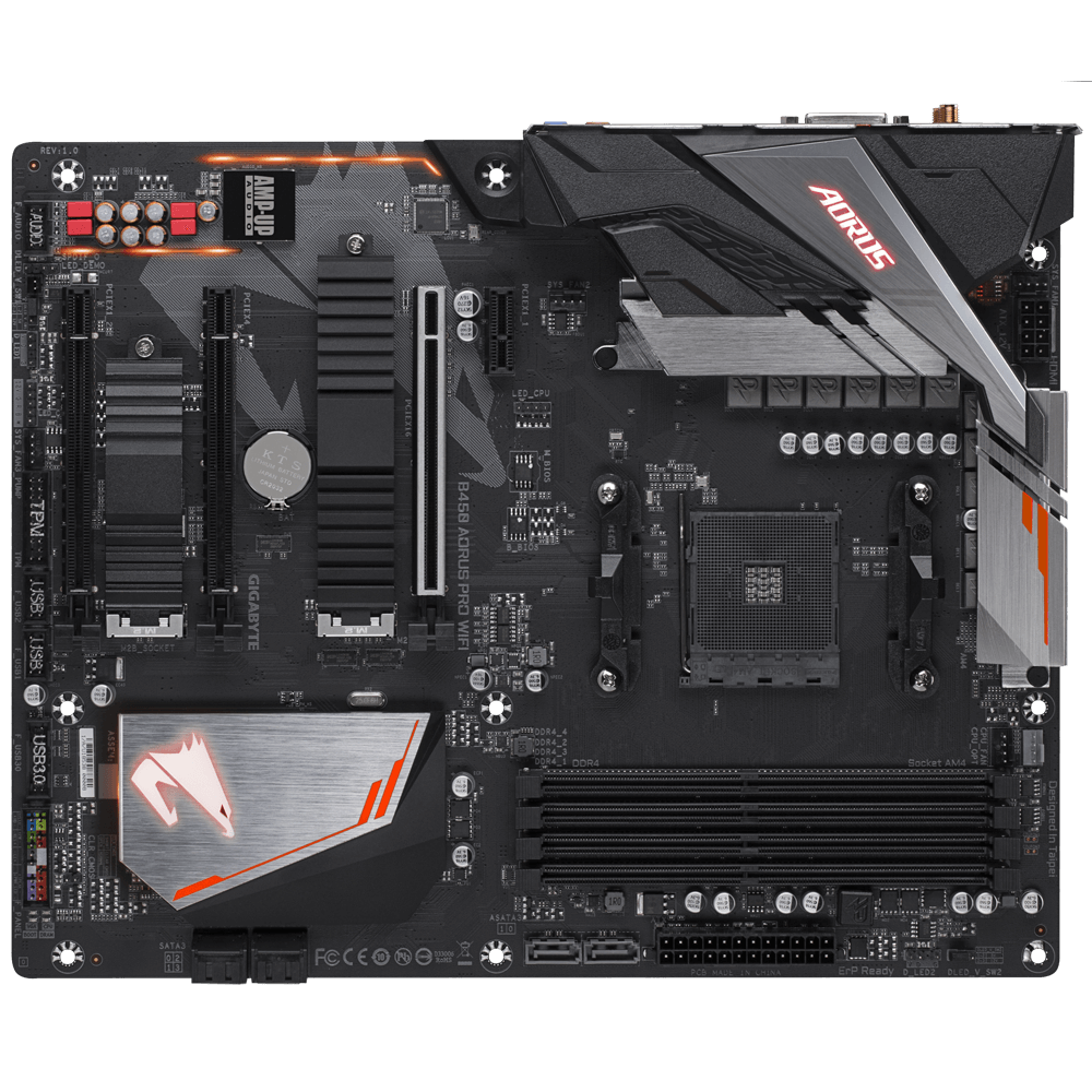 Tarjeta Madre (MoBo) B450 AORUS PRO, 4x DIMM DDR4 (Max 64GB RAM), 1x HDMI / 1x DVI-D, Wi-Fi / Bluetooth / LAN, ATX, Socket AMD AM4, GIGABYTE B450 AORUS PRO WIFI