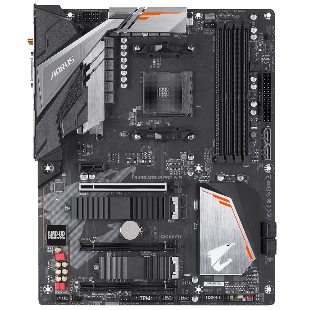 Tarjeta Madre (MoBo) B450 AORUS PRO, 4x DIMM DDR4 (Max 64GB RAM), 1x HDMI / 1x DVI-D, Wi-Fi / Bluetooth / LAN, ATX, Socket AMD AM4, GIGABYTE B450 AORUS PRO WIFI