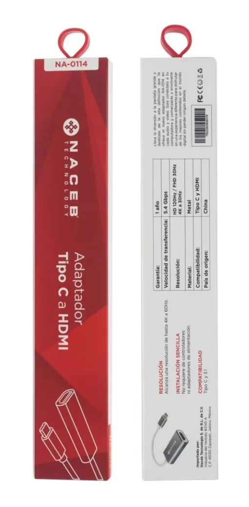 Adaptador USB-C (Tipo C) - HDMI (M-H), NACEB NA-0114