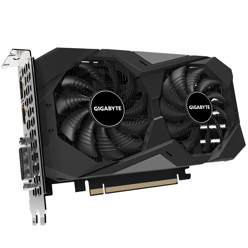 Tarjeta de Video GeForce GTX 1650 D6 WindForce OC 4GB GDDR5, PCI Express, DP / DVI-D / HDMI, GIGABYTE GV-N1656WF2OC-4GD