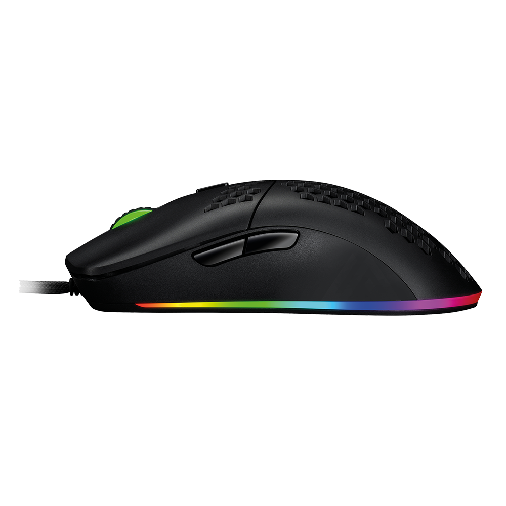 Ratón (Mouse) Gamer, Alámbirco (USB), Gamer Factor, Hasta 12,400 DPI, 7 Botones, Iluminación RGB, Color Negro, VORAGO MOG501