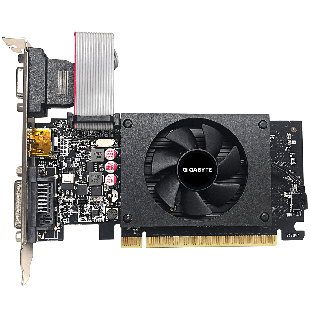 Tarjeta de Video NVIDIA GeForce® GT 710, 2GB GDDR5, PCI-E 2.0 x 8, Dual-link DVI-D*1 / HDMI*1 / D-Sub*1, Gigabyte GV-N710D5-2GIL