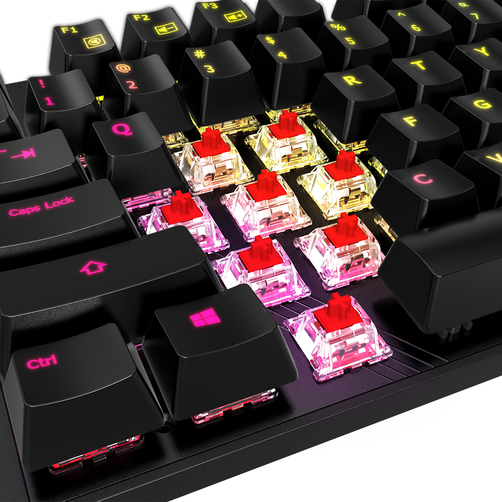 Teclado Gamer AORUS K1, Mecánico (Cherry MX Red), Iluminación RGB. Color Negro, USB, Ingles, GIGABYTE AORUS K1