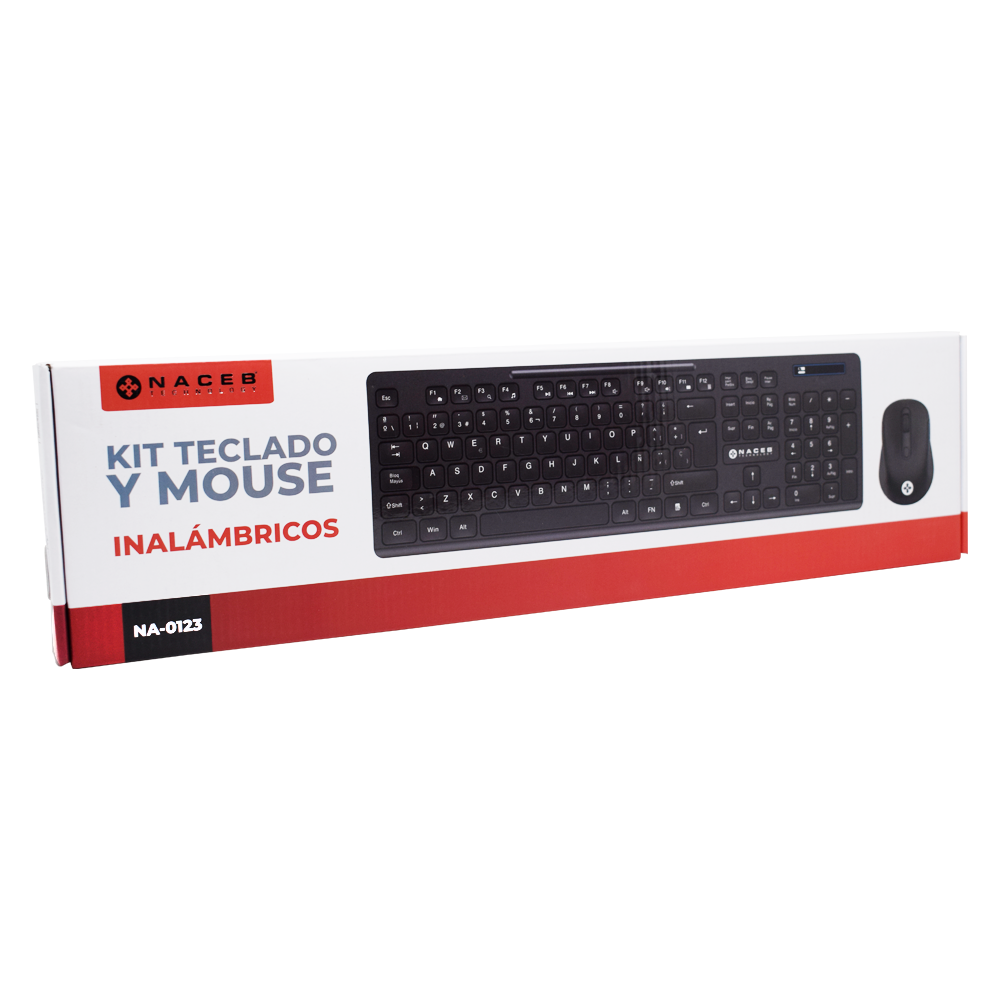 Teclado y Ratón (Mouse), Español, 104 Teclas / 4 Botones, Inalámbricos (USB), NACEB NA-0123