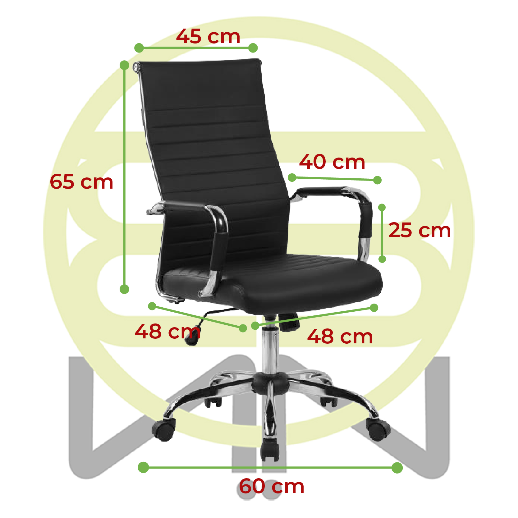 Silla de Oficina Ejecutiva, Giratoria, Respaldo Alto (65 cm), Base Metálica, Max. 85 Kg, Color Negro, CHASER CH-KENABLACK