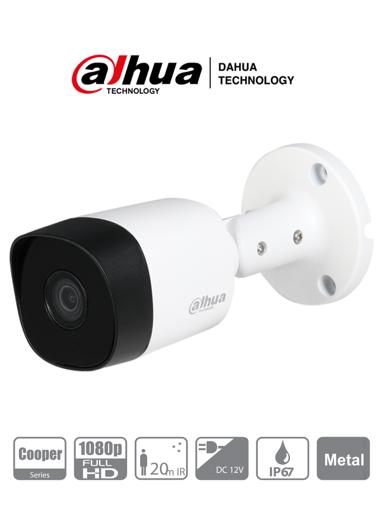 Kit de Video Vigilancia, Incluye 1 DVR COOPER XVR1B08 - 8 Canales + 2 IP, 8 Cámaras COOPER B2A21, 8 Rollos de Cables Siames, 2 Fuente de Poder, H.265+, 1080p, DAHUA XVR1B08KITII