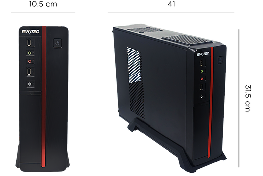 Gabinete EVOTEC, Midi-Tower, Slim, Micro-ATX/ITX, C/Fuente de 600W, Color Negro, NACEB EV-1011