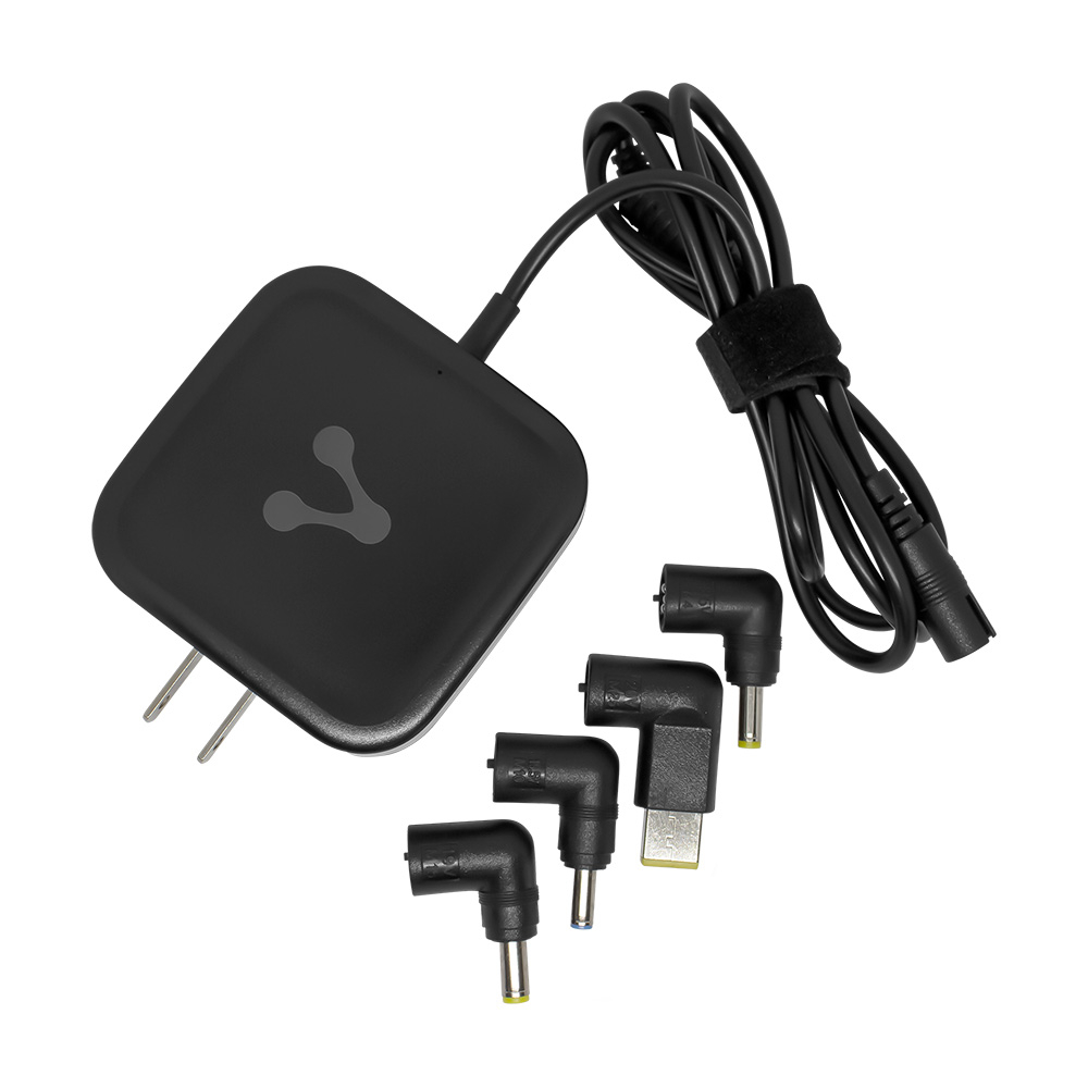 Cargador Universal De Corriente Para Laptop , 4 Puntas Intercambiables, Potencia 65W, Voltaje de Salida 18.5V/19V/ 19.5V / 20V, VORAGO AU-405