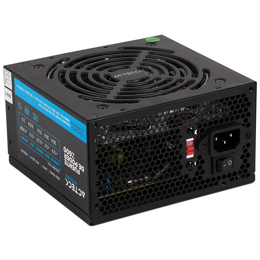 Fuente de Poder Modelo AF-B600P, 600W, ATX, ACTECK ES-05003