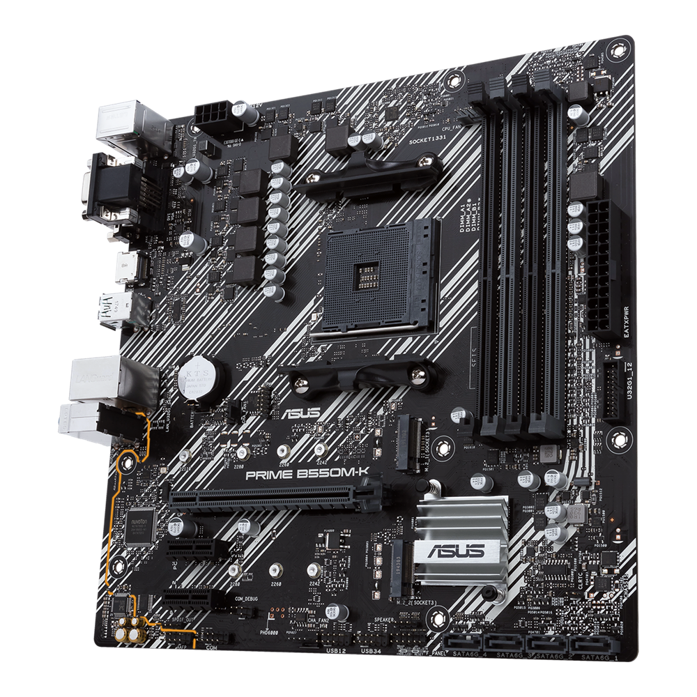 Tarjeta Madre (MoBo) B550M-K, 4x DIMM DDR4 (Max 128GB RAM), 1x HDMI / 1x DVI-D / 1x VGA, Micro ATX, Socket AMD AM4, ASUS 90MB1490-M0AAY0