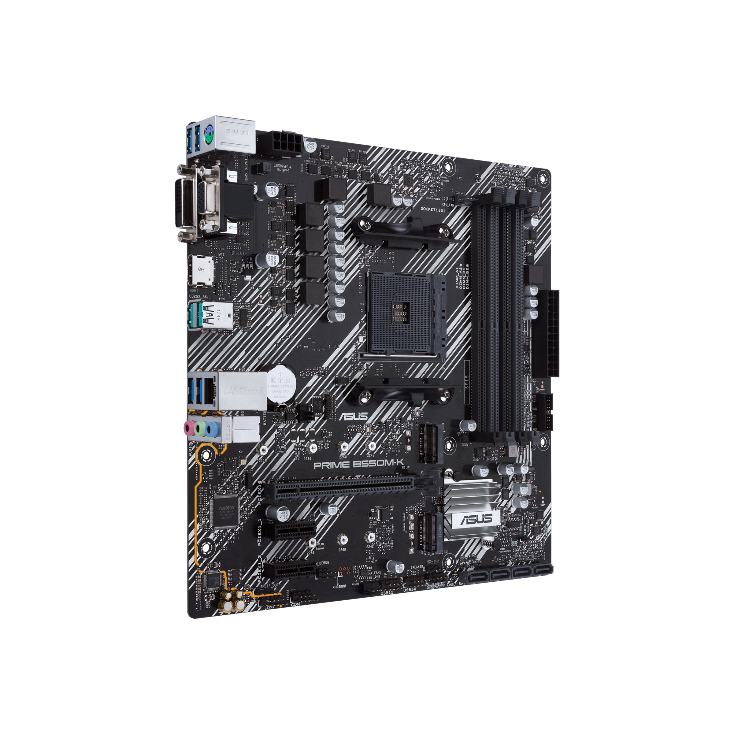 Tarjeta Madre (MoBo) B550M-K, 4x DIMM DDR4 (Max 128GB RAM), 1x HDMI / 1x DVI-D / 1x VGA, Micro ATX, Socket AMD AM4, ASUS 90MB1490-M0AAY0