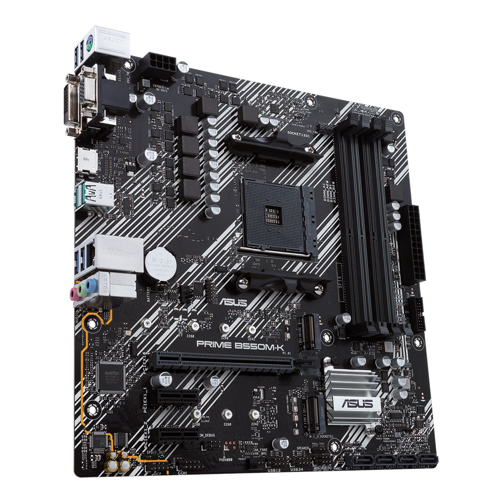 Tarjeta Madre (MoBo) B550M-K, 4x DIMM DDR4 (Max 128GB RAM), 1x HDMI / 1x DVI-D / 1x VGA, Micro ATX, Socket AMD AM4, ASUS 90MB1490-M0AAY0