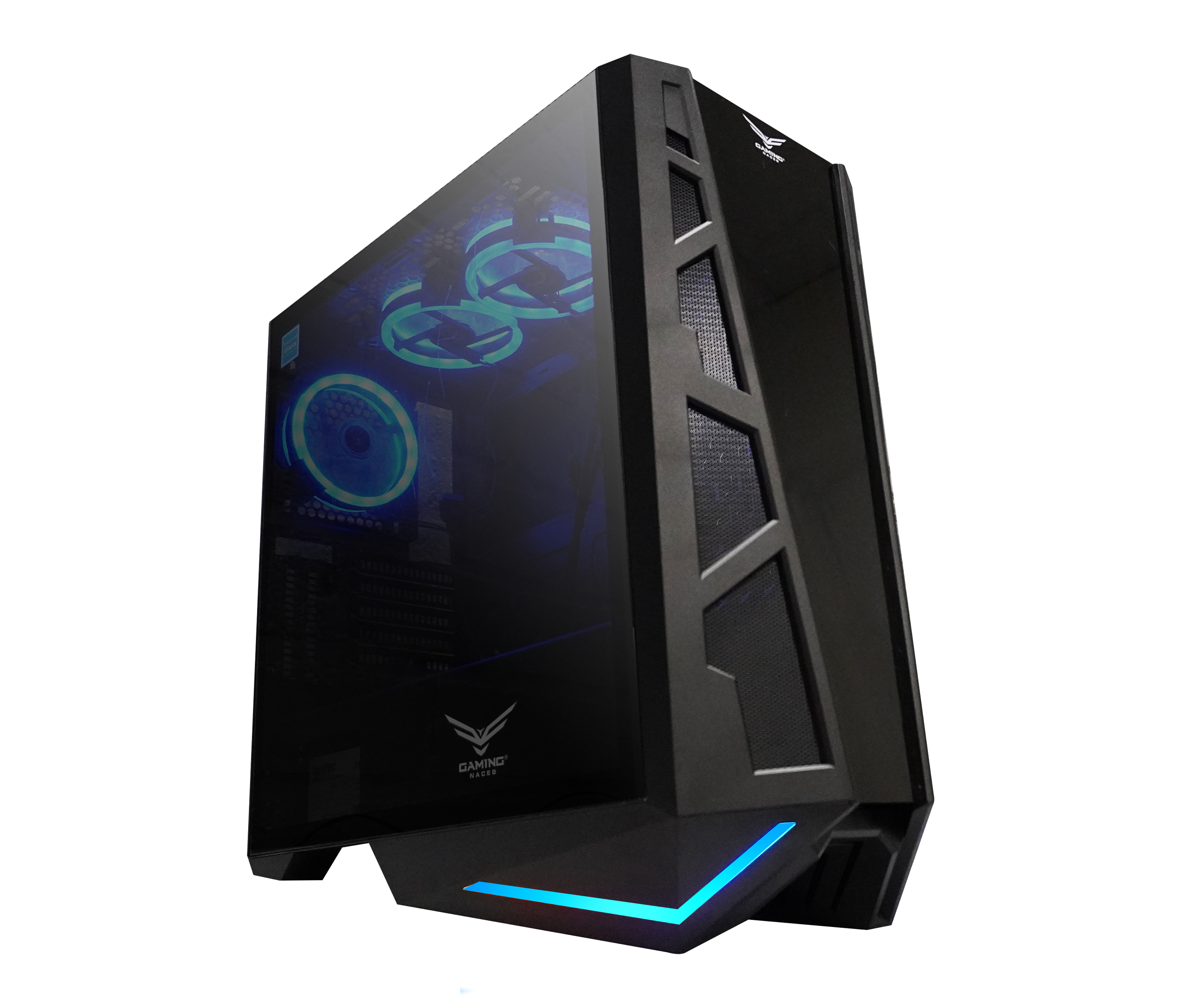 Gabinete Gamer Modelo COLOSUS, Full ATX, Panel Lateral de Cristal Templado, 3 Ventiladores Frontales, Iluminación RGB, No Incluye Fuente de Poder, NACEB NA-0610