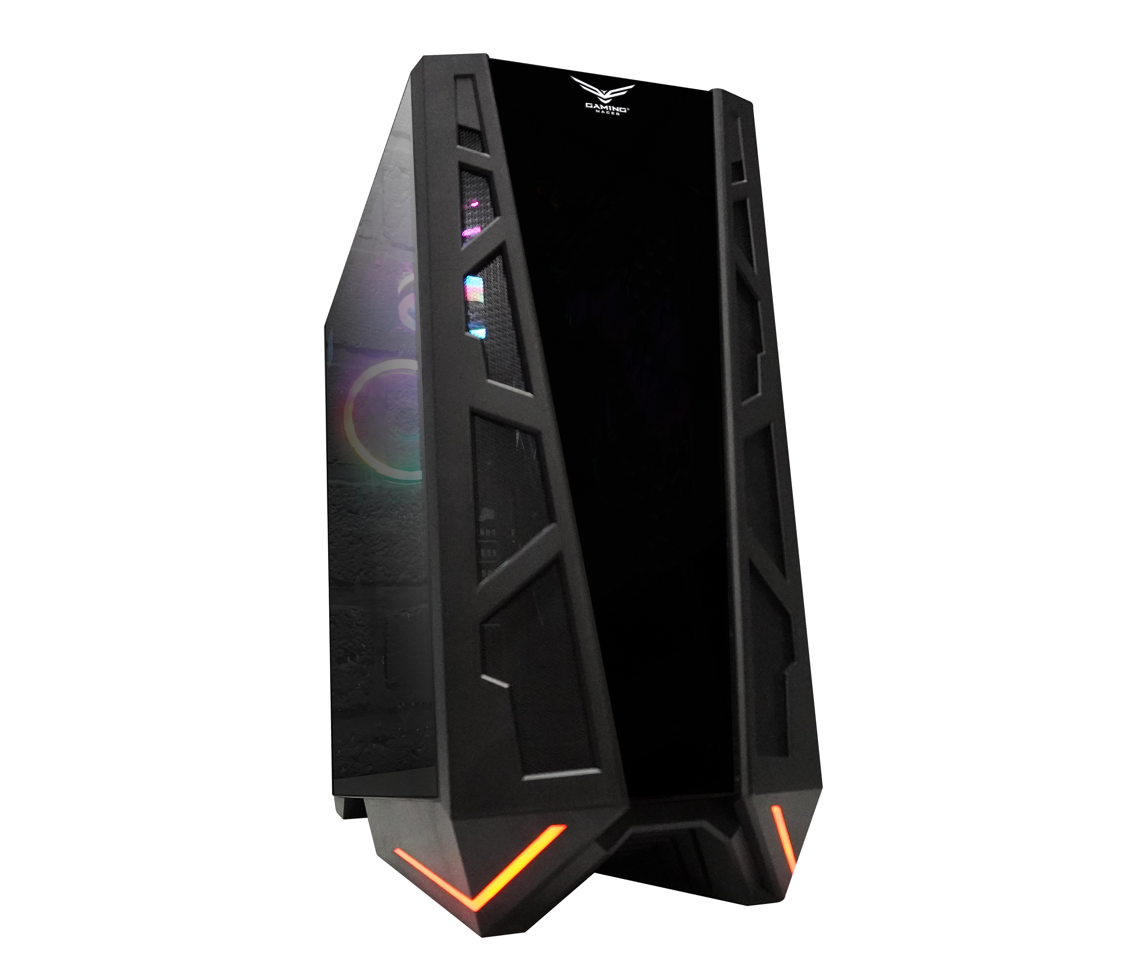 Gabinete Gamer Modelo COLOSUS, Full ATX, Panel Lateral de Cristal Templado, 3 Ventiladores Frontales, Iluminación RGB, No Incluye Fuente de Poder, NACEB NA-0610