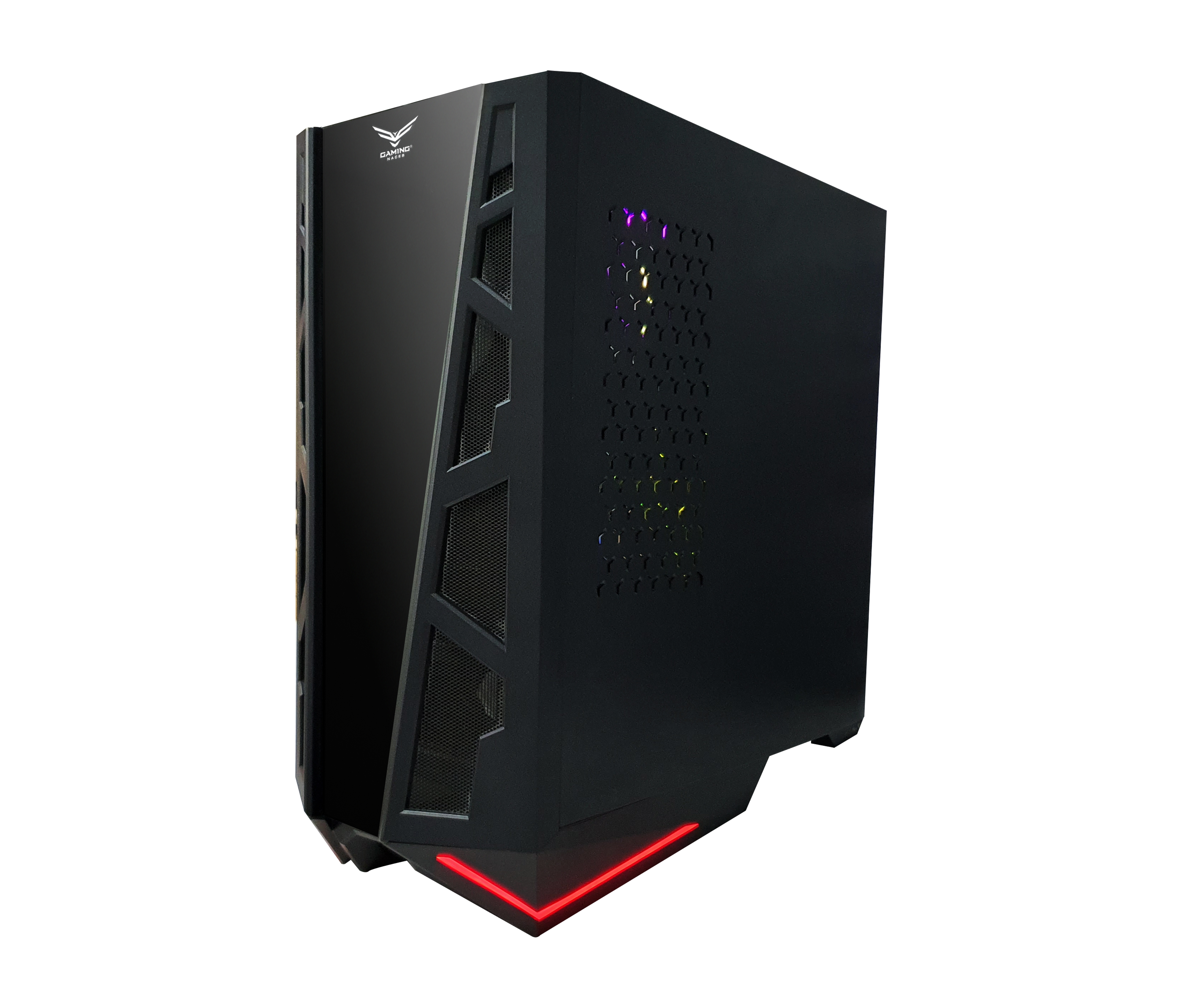 Gabinete Gamer Modelo COLOSUS, Full ATX, Panel Lateral de Cristal Templado, 3 Ventiladores Frontales, Iluminación RGB, No Incluye Fuente de Poder, NACEB NA-0610