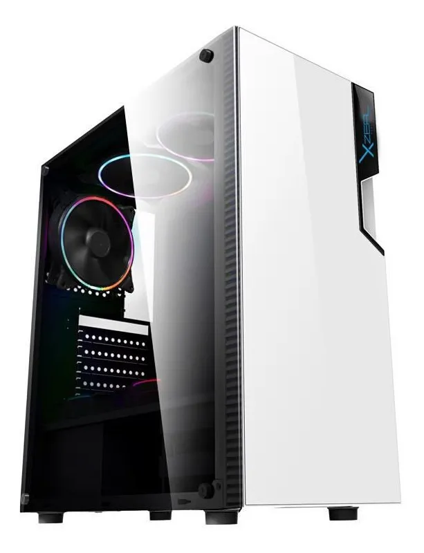 Gabinete Gamer Modelo XZ130, ATX, Panel Lateral de Cristal Templado, 3 Ventiladores Incluidos, RGB Seleccionables, No Incluye Fuente de Poder, XZEAL XZCGB06W