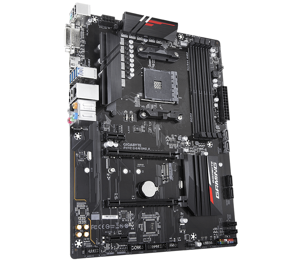 Tarjeta Madre (Mobo) B450 GAMING X, ChipSet AMD B450, Socket AM4 (Compatible con Ryzen 5000), 4x DDR4 (Max 128GB), ATX, GIGABYTE B450 GAMING X