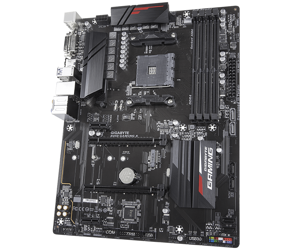 Tarjeta Madre (Mobo) B450 GAMING X, ChipSet AMD B450, Socket AM4 (Compatible con Ryzen 5000), 4x DDR4 (Max 128GB), ATX, GIGABYTE B450 GAMING X