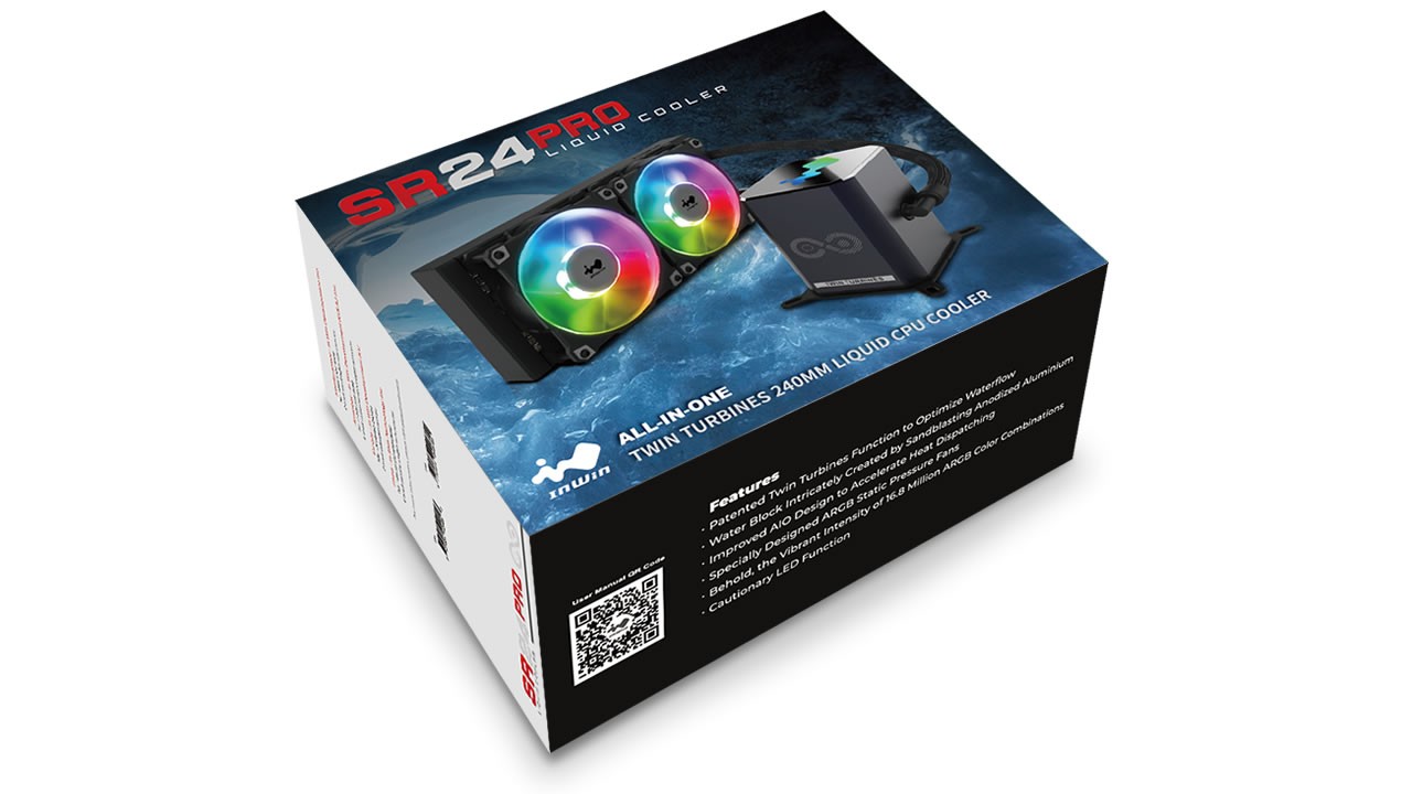 Sistema de Enfriamiento Líquido P/ CPU, Modelo SR24 PRO, Radiador 277 x 120mm, Ventiladores 2x 120mm (Incluidos), 500RPM - 2500RPM, IN WIN IW-LC-SR24PRO