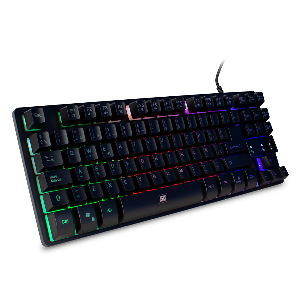 Teclado Gamer Start The Game, Alámbrico (USB), Anti-ghosting, Longitud del Cable 1.60 Metros, Iluminación Rainbow, VORAGO KB-503