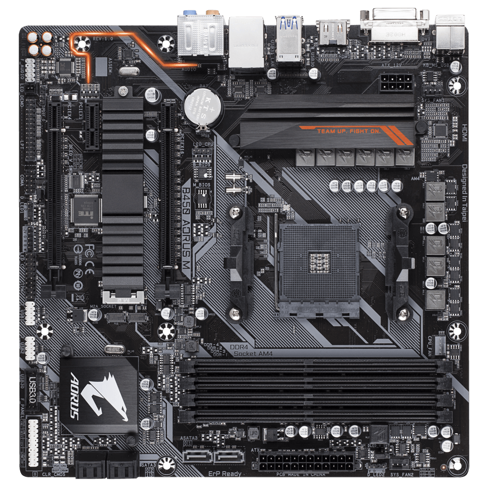 Tarjeta Madre (Mobo) B450 AORUS M, ChipSet AMD B450, para AMD Ryzen 1era / 2da / 3era Gen, 4xDDR4, Audio HD, Red, USB 3.0, SATA 3.0, ATX, GIGABYTE B450 AORUS M