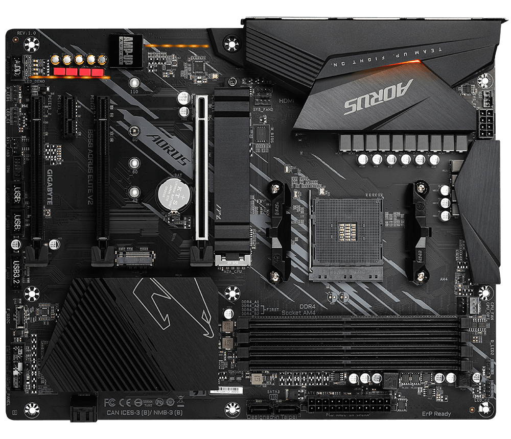 Tarjeta Madre (Mobo) B550M AORUS ELITE V2, Chipset AMD B550, Socket AM4, 4xDDR4 Max. 128GB, GIGABYTE B550M AOURUS ELITE V2