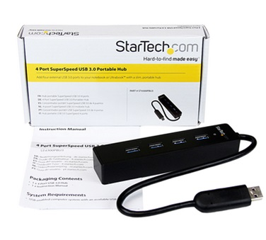 Adaptador Concentrador Hub Ladrón USB 3.0 Super Speed Portátil de 4 Puertos Salidas - Negro