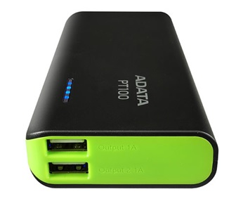Powerbank Adata PT100 10000 mAH, Color Negro / PT100-10000M-5V-CBKGR