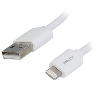 Cable PNY, Carga y Sincronizacion Apple Lighting a USB, Blanco - 1.8 metros