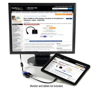 Adaptador Conversor Micro HDMI® a VGA para Smartphones / Ultrabooks / Tabletas - 1920x1080