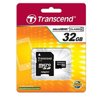 Memoria MicroSD Transcend Clase 4, 32GB, con Adaptador SD, Negro