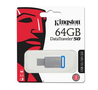 Unidad Flash USB 3.1 Kingston DataTraveler 50 con Elegante y Moderno Diseño de 64GB. Color Azul