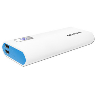Batería Portátil recargable, pantalla indicadora ADATA P12500D Powerbank de 12,500 mAh. Color Blanco