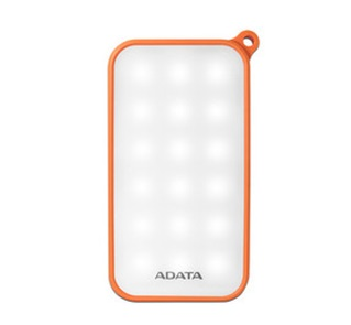 Batería Portátil recargable y linterna LED ADATA D8000L Powerbank de 8,000 mAh. Color Naranja