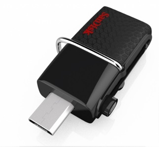 Memoria USB SanDisk Ultra Doble OTG, 16GB, USB 3.0/micro-USB, Negro